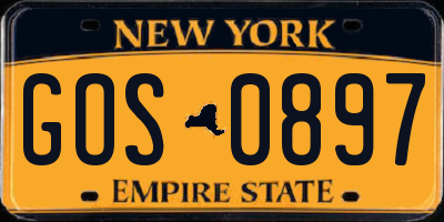 NY license plate GOS0897