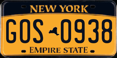 NY license plate GOS0938
