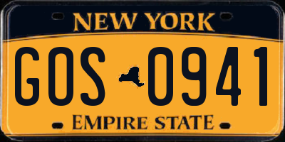 NY license plate GOS0941