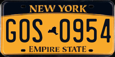 NY license plate GOS0954