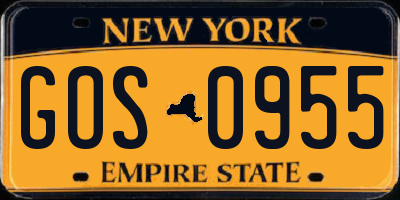 NY license plate GOS0955