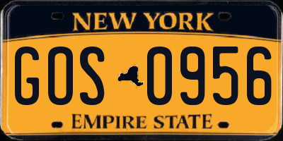 NY license plate GOS0956