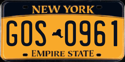 NY license plate GOS0961