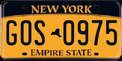 NY license plate GOS0975
