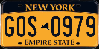 NY license plate GOS0979