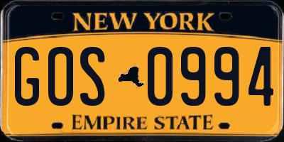 NY license plate GOS0994