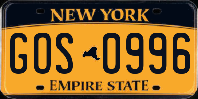 NY license plate GOS0996
