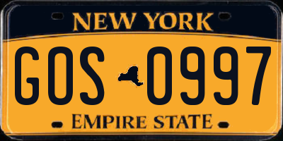 NY license plate GOS0997