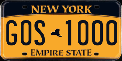 NY license plate GOS1000