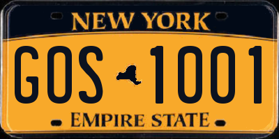 NY license plate GOS1001