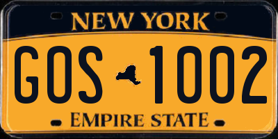 NY license plate GOS1002