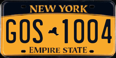 NY license plate GOS1004