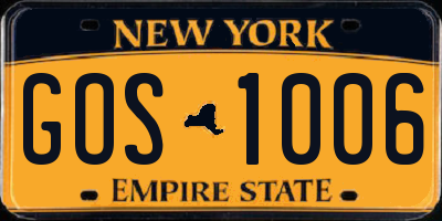 NY license plate GOS1006