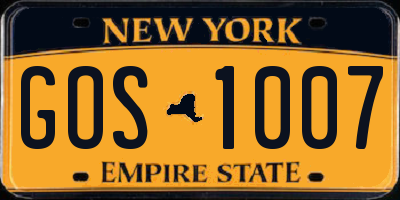NY license plate GOS1007