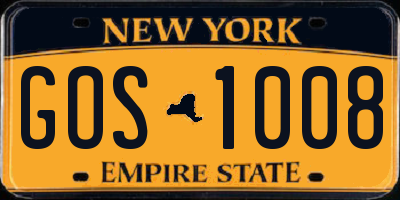 NY license plate GOS1008
