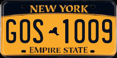 NY license plate GOS1009