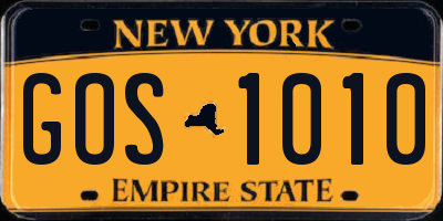 NY license plate GOS1010