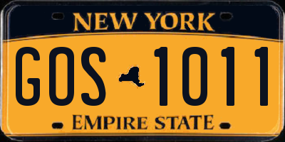 NY license plate GOS1011