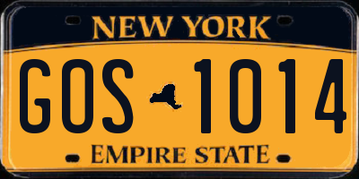 NY license plate GOS1014