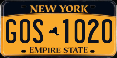 NY license plate GOS1020