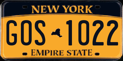 NY license plate GOS1022