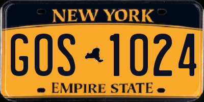 NY license plate GOS1024