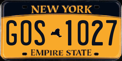 NY license plate GOS1027