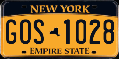 NY license plate GOS1028