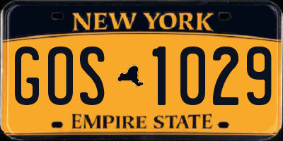 NY license plate GOS1029