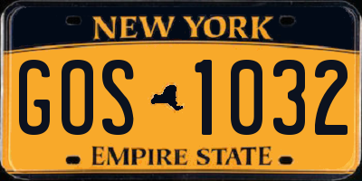 NY license plate GOS1032