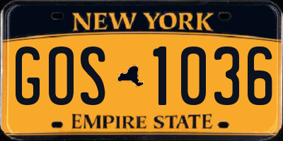 NY license plate GOS1036
