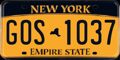 NY license plate GOS1037