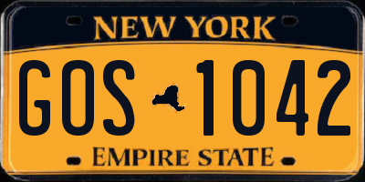 NY license plate GOS1042