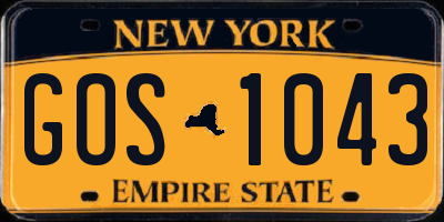 NY license plate GOS1043