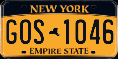 NY license plate GOS1046