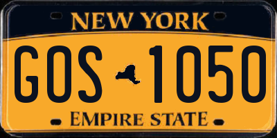 NY license plate GOS1050