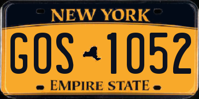 NY license plate GOS1052