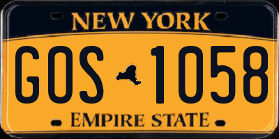 NY license plate GOS1058