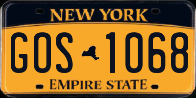 NY license plate GOS1068