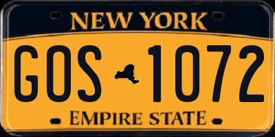 NY license plate GOS1072