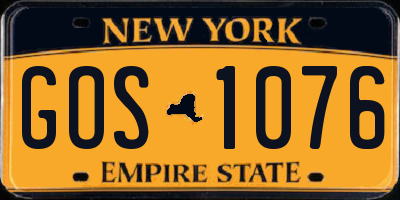 NY license plate GOS1076