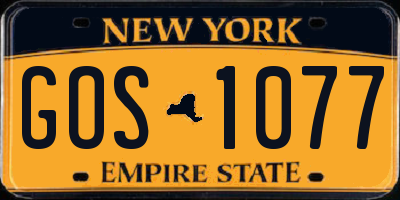 NY license plate GOS1077
