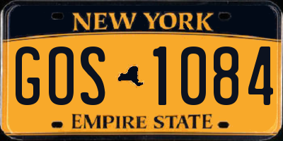 NY license plate GOS1084