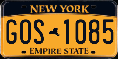 NY license plate GOS1085