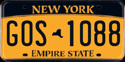 NY license plate GOS1088