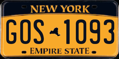 NY license plate GOS1093