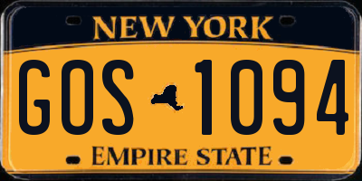 NY license plate GOS1094