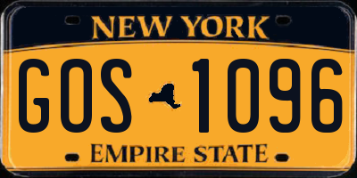 NY license plate GOS1096