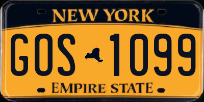 NY license plate GOS1099
