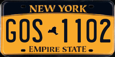 NY license plate GOS1102